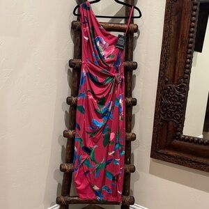 Boston Proper Vibrant Pink One-Shoulder Dress